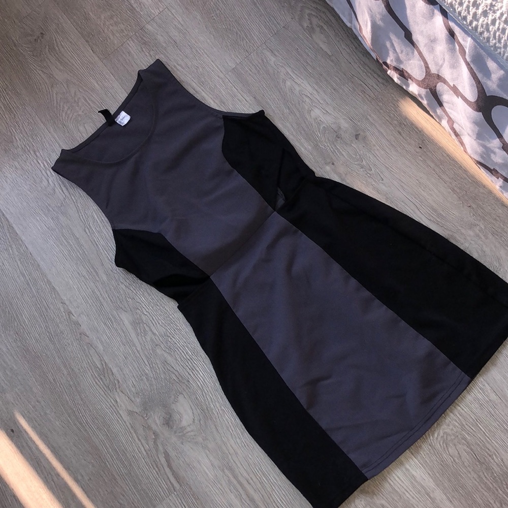 Divided black and gray mini dress